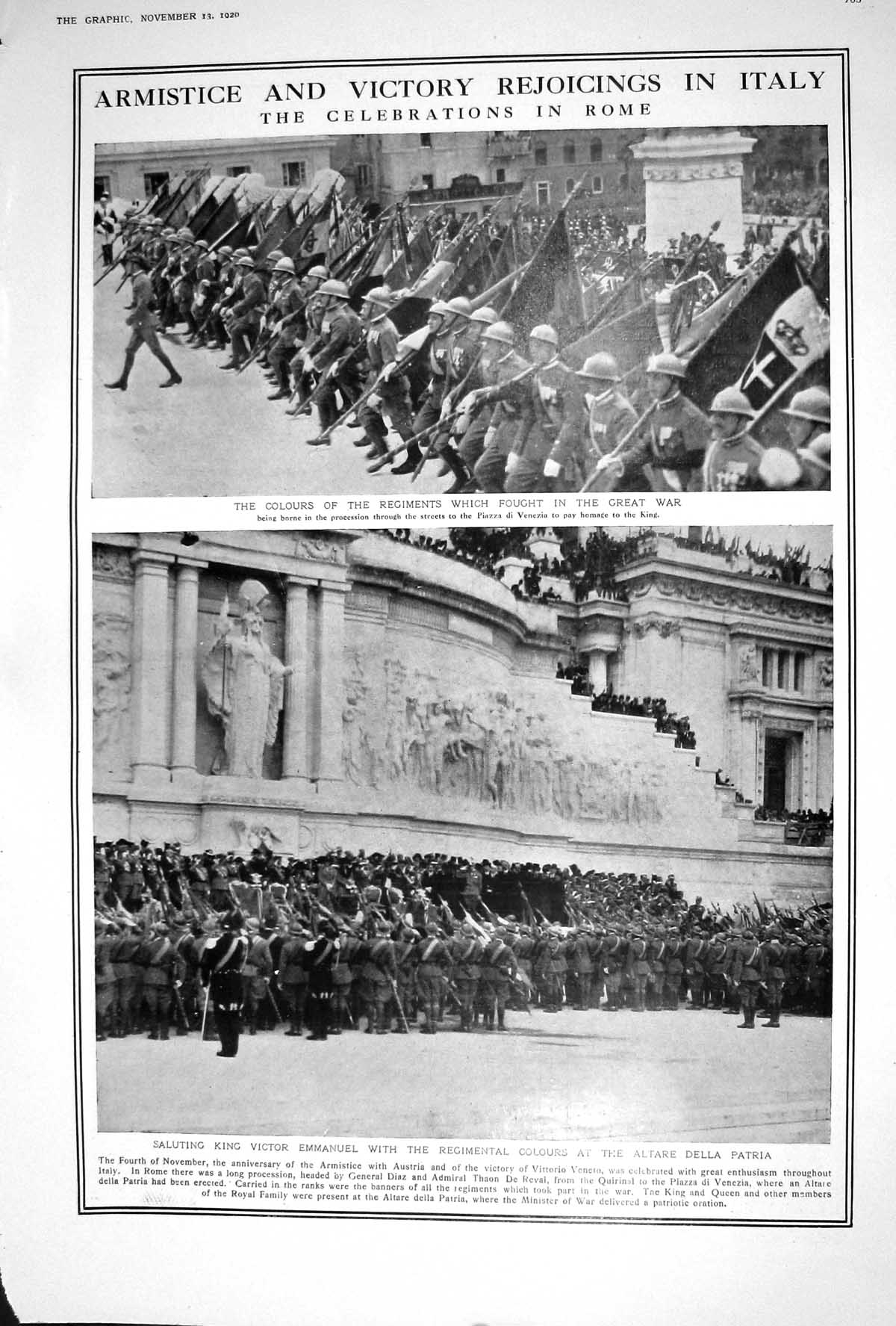 Old 1920 Armistice Italy War King Victor Emmanuel Patria Cenotaph Lon 20th