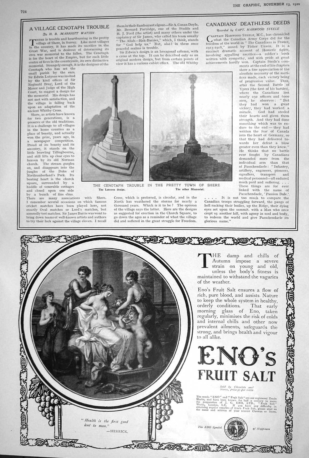 Old 1920 Cenotaph Shere Eno'S Fruit Salt Pear'S Unscented Transparent 20th