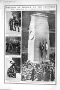 Antique Old Print 1920 War Wreaths Cenotaph King England Prince Wales Flowers