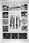 Old 1920 Sicily Phoenician City Archaeology Swords Pottery Moon Astro 20th