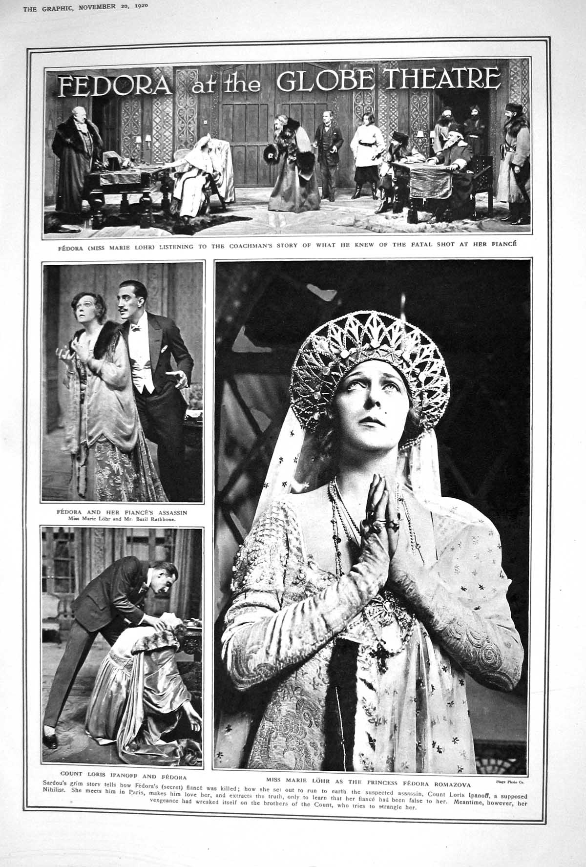 Old 1920 Fedora Globe Theatre Marie Lohr Loris Priscilla Profilgate C 20th