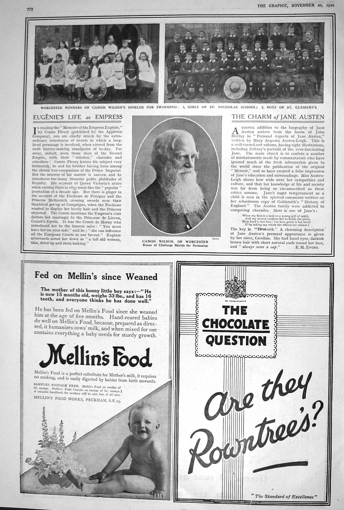 Old 1920 Canon Wilson Worcester Nicholas School Mellins Food Rowntree 20th