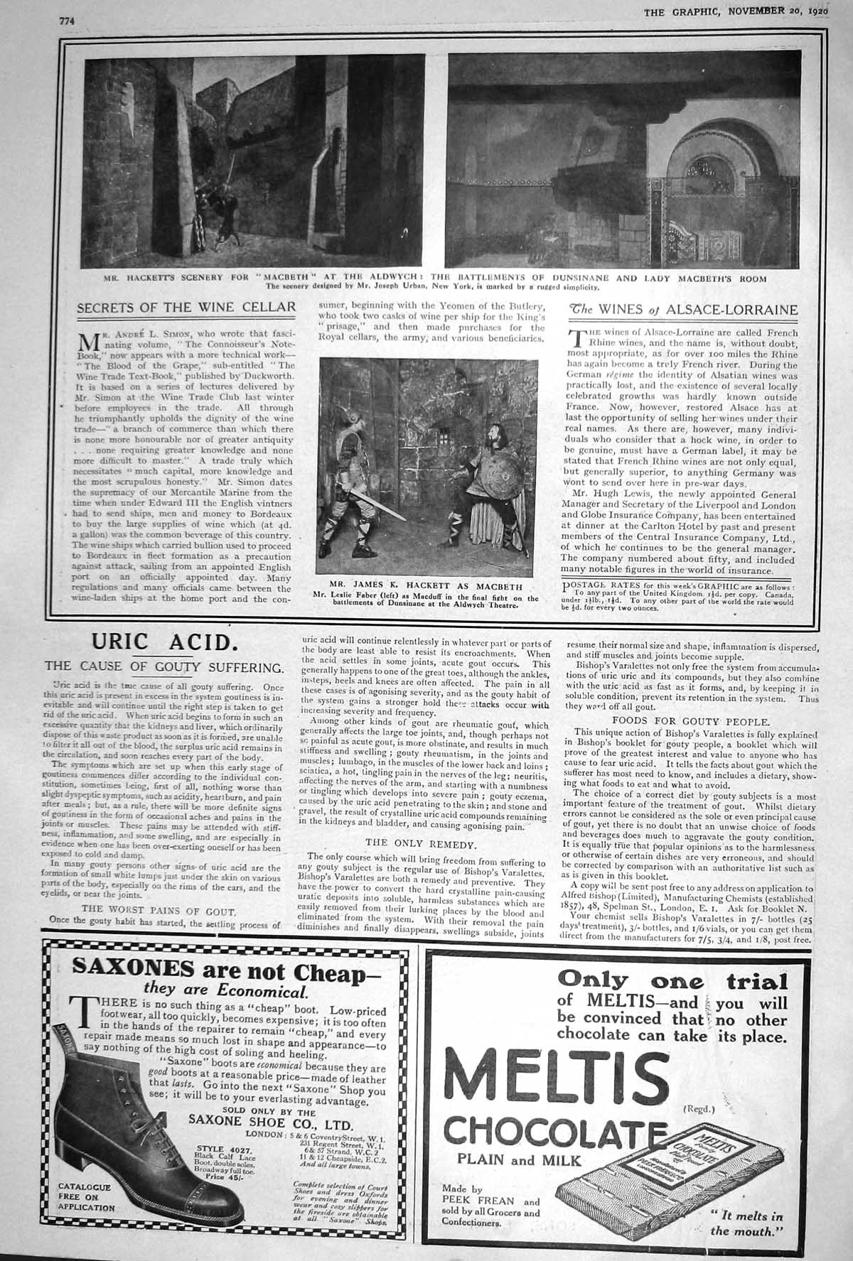 Old 1920 Hackett Macbeth Theatre Aldwych Meltis Chocolate John Walker 20th