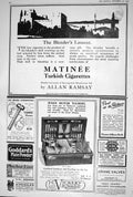 Old 1920 Matinee Turkish Cigarettes Vickery Peek Frean Zenobia Perry 20th