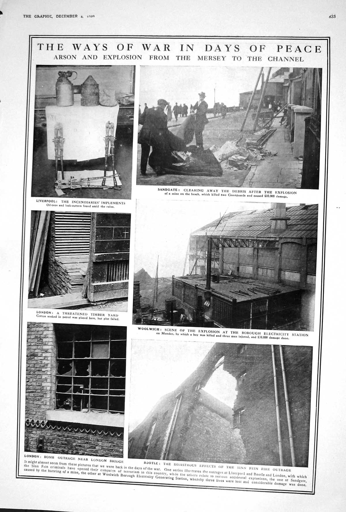 Old 1920 Sandgate War Bootle London Sinn Fein Ireland Bray Harriers B 20th