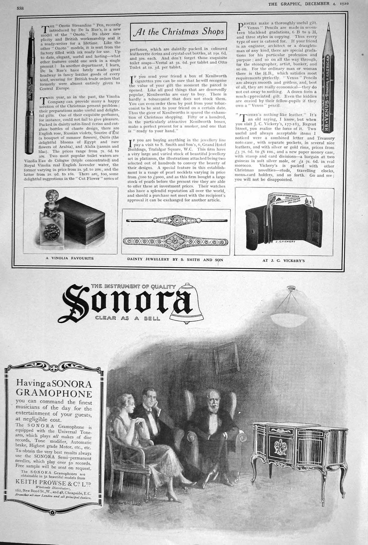 Old 1920 Sonora Gramophone Vinolia Jewellery Aeolian Vocalion Music D 20th