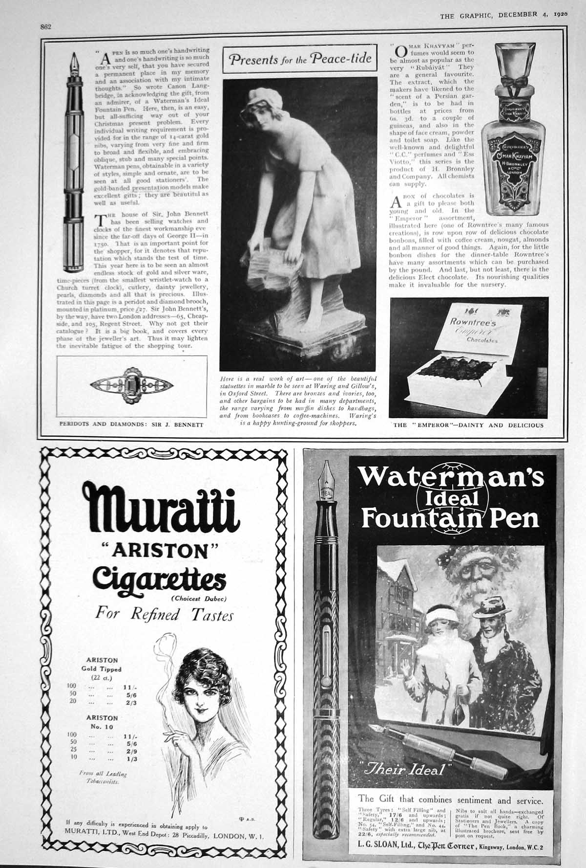 Old 1920 Watermans Fountain Pen Peridots Diamonds Cigarettes Brandy R 20th