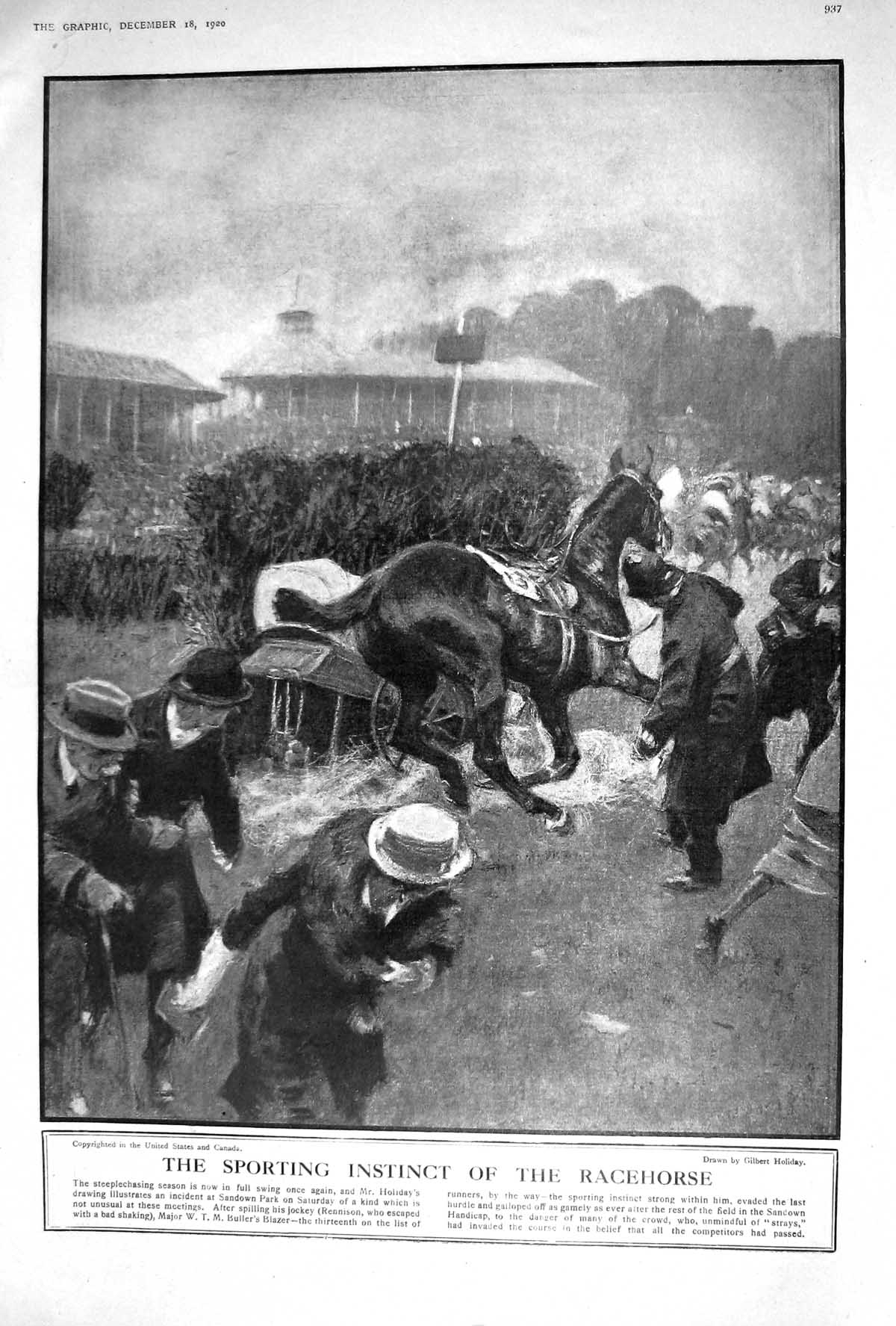 Old 1920 Steeplechasing Horse Racing Sport Sandown Fox Hunting Hockwo 20th