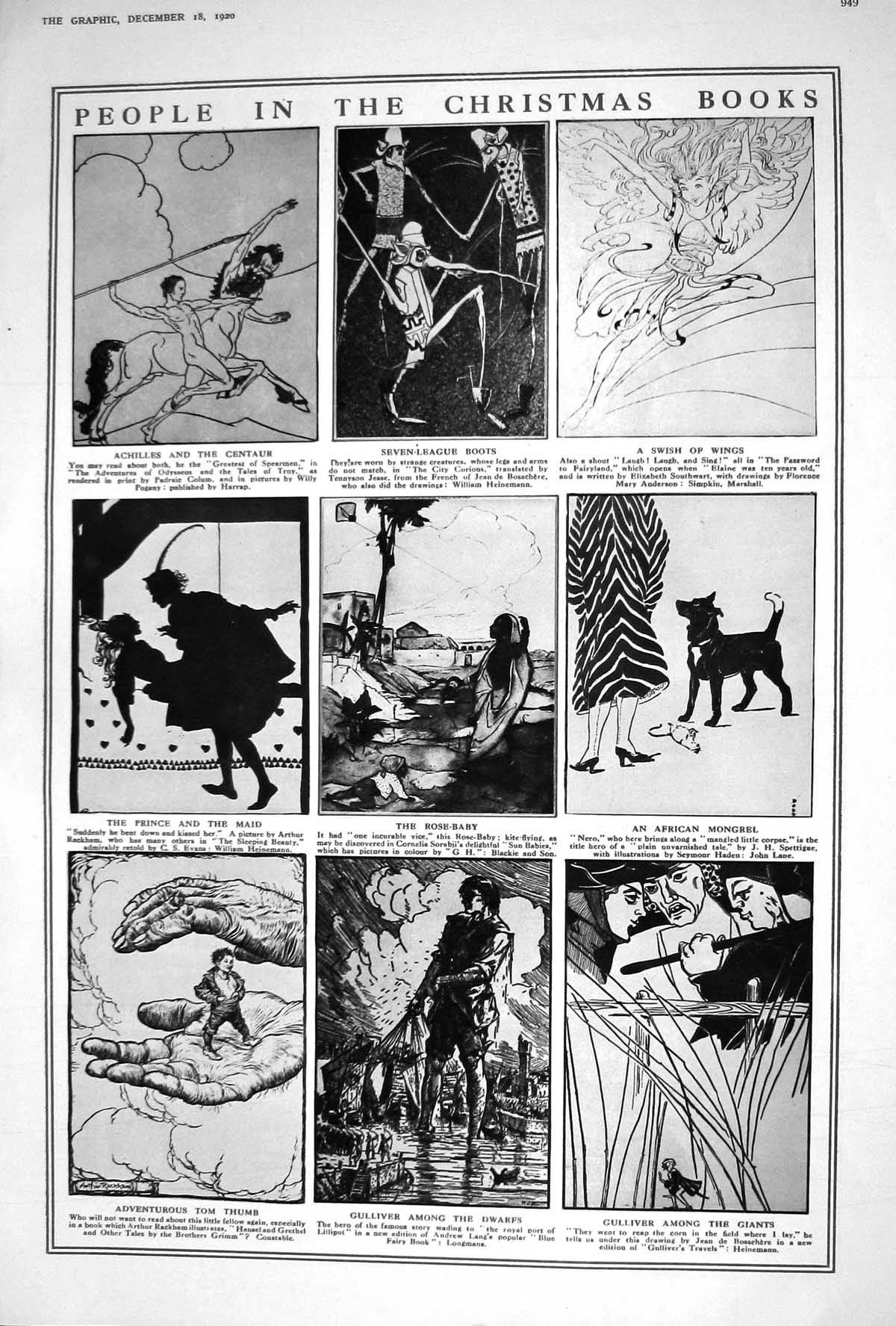 Old 1920 Christmas Books Centaur Rose-Baby Gulliver Swedish Ballet Mi 20th