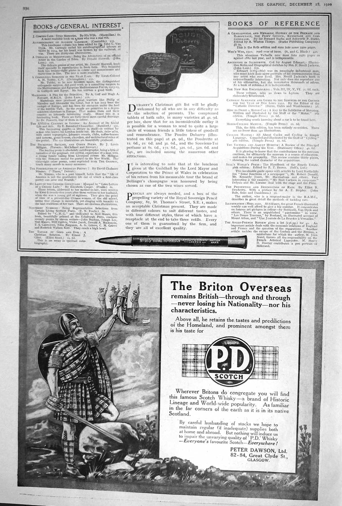 Old 1920 Dubarry Poudre P.D. Scotch Whisky John Walker Kilmarnock Sco 20th
