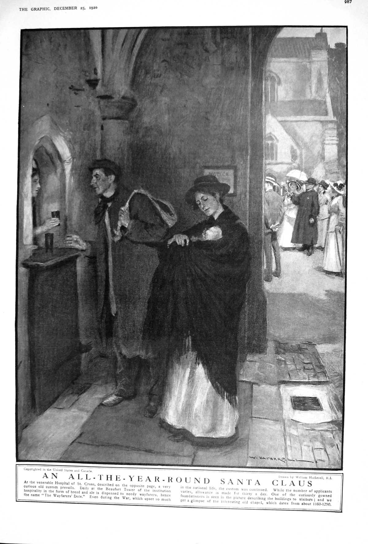 Old 1920 Venerable Hospital St. Cross Beaufort Tower Woman Russia Rob 20th