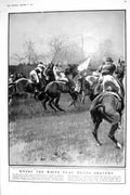 Old 1921 White Flag Horses Steeplechase Hurst Park Jacobean Oak Furni 20th