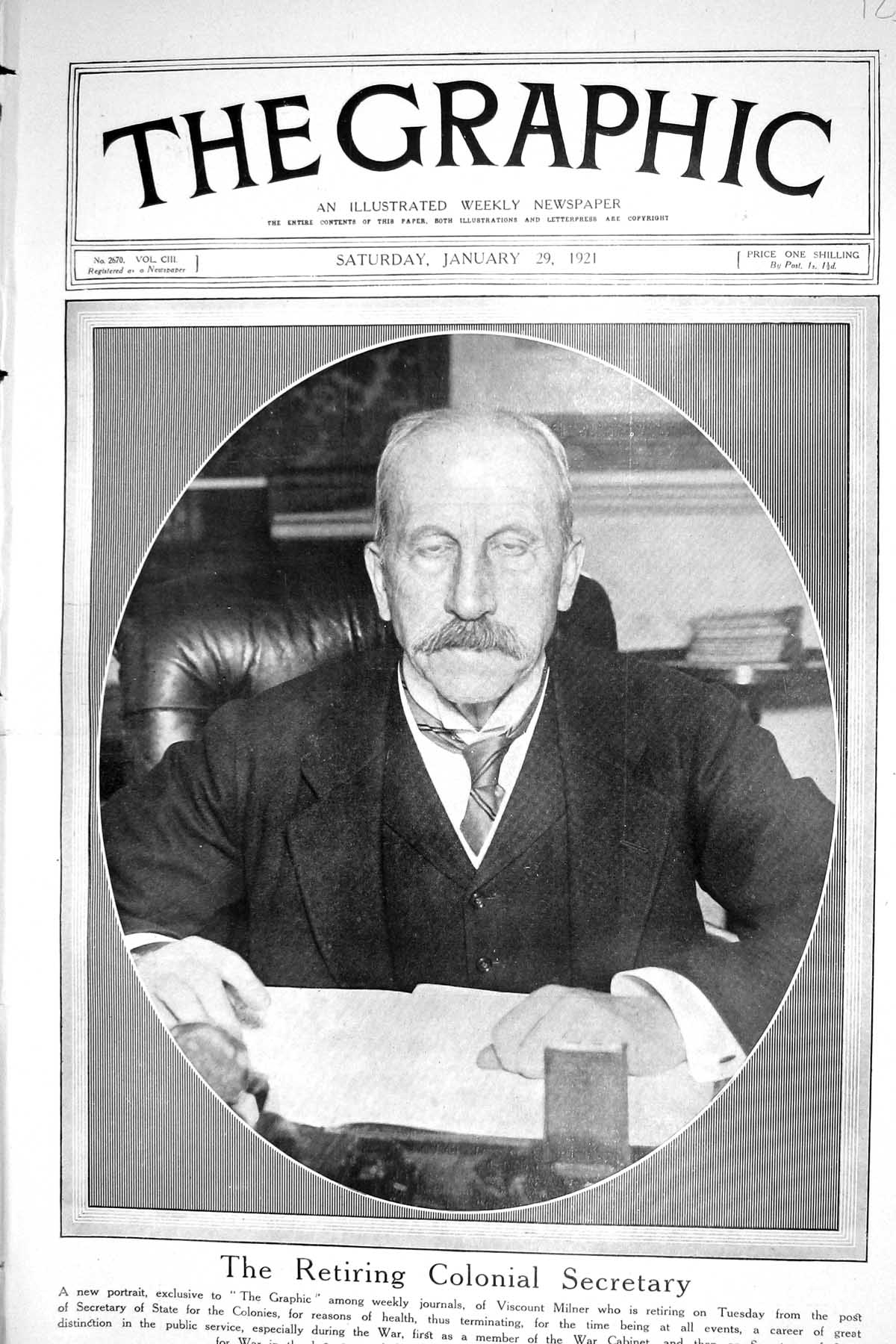 Old 1921 Colonial Secretary Viscount Milner Commander John Gaimes Sin 20th