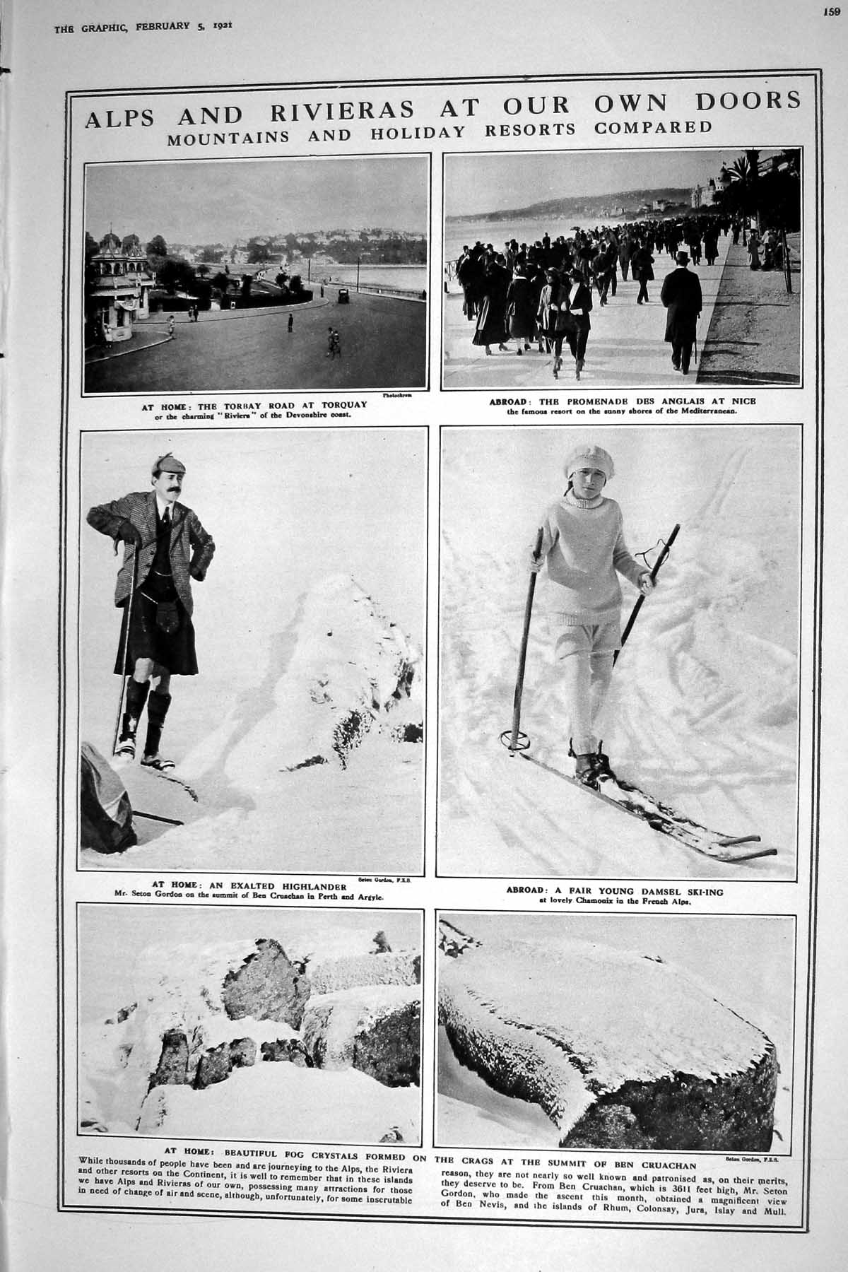 Old 1921 Torquay Seton Gordon Perth Ski-Ing Ben Cruachan Holidays Pou 20th