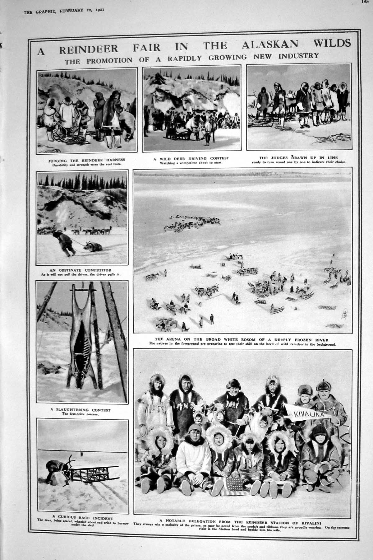 Old 1921 Reindeer Fair Alaska Kivalini Deer William Henry James Philo 20th