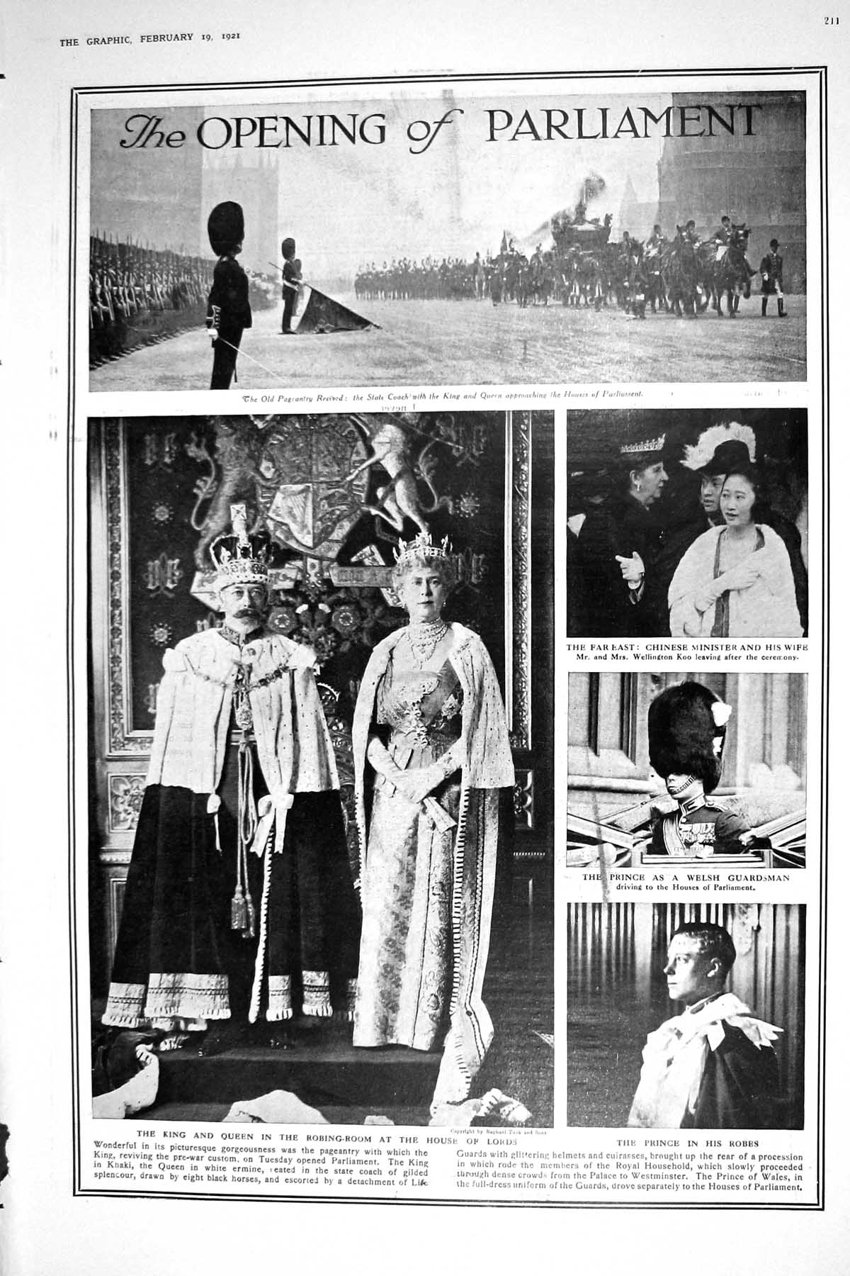 Old 1921 Parliament King Queen House Lords Koo Clynes Richmond Champi 20th