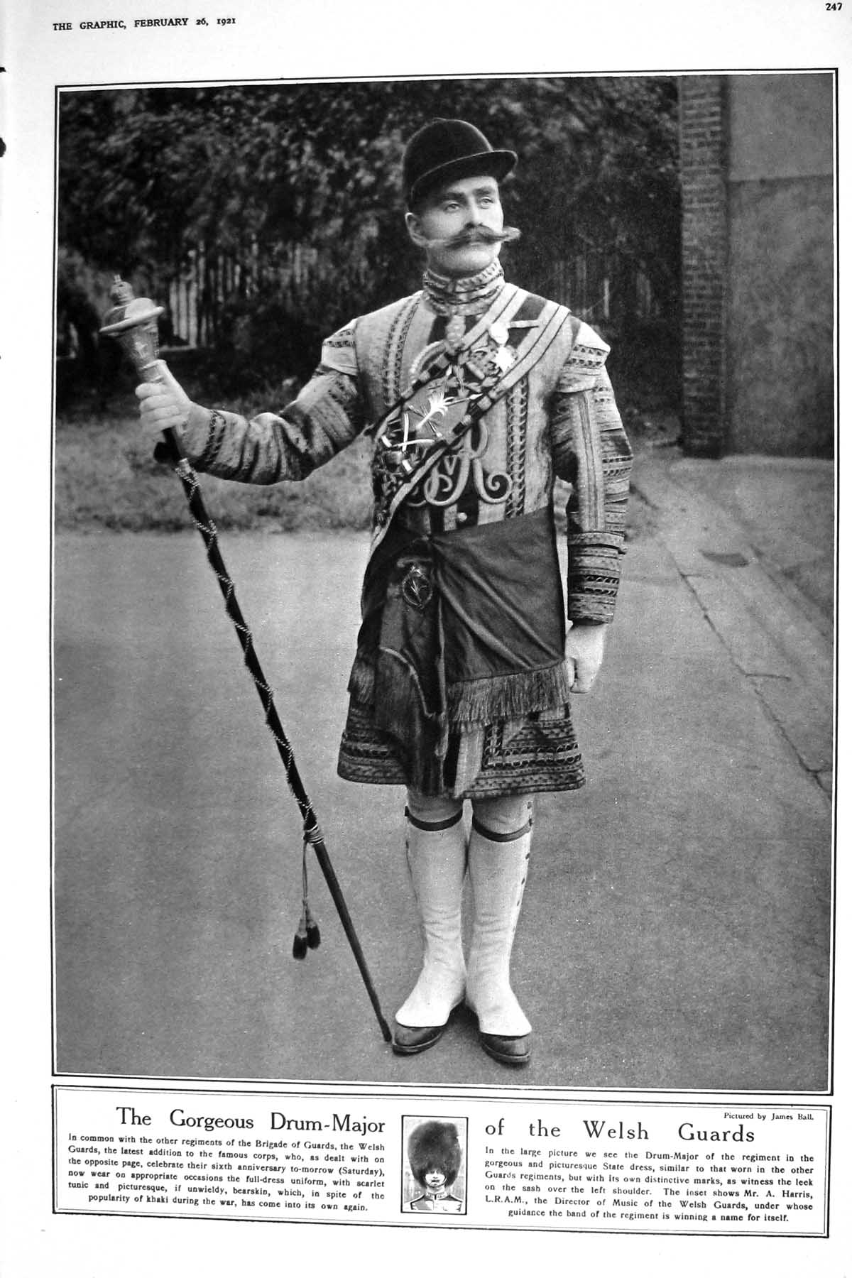 Old 1921 Drum-Major Welsh Guards Harris Keats House Wentworth Piazza 20th