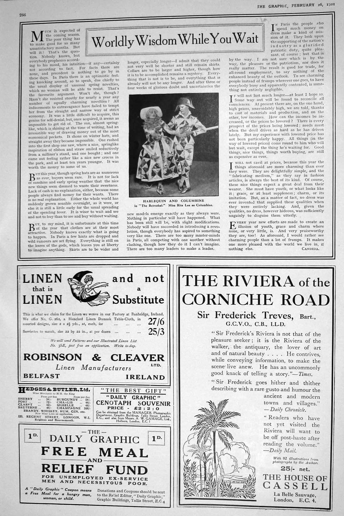 Old 1921 Betrothal Lee Columbine Theatre Cassell Rowntrees Chocolates 20th