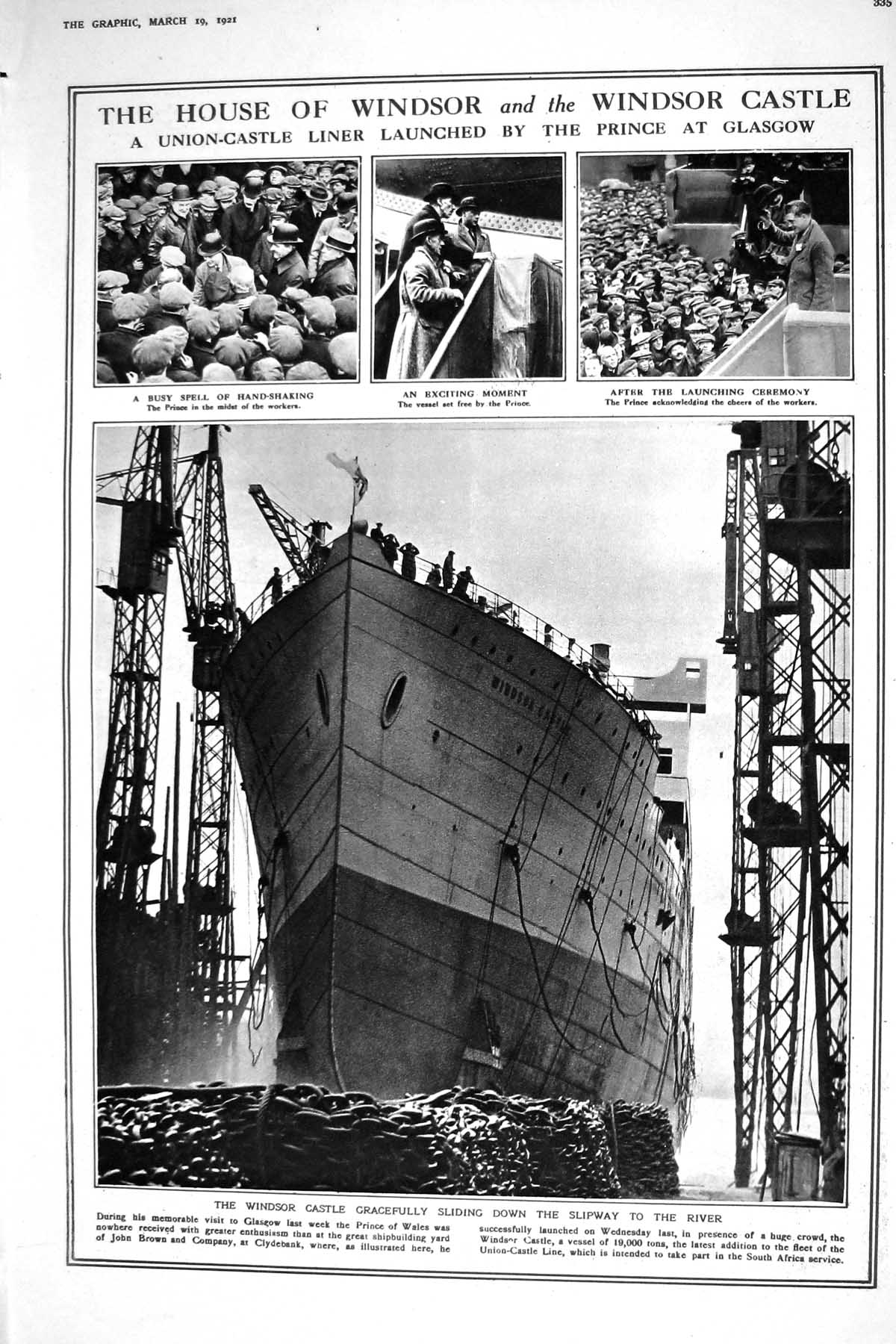 Old 1921 House Windsor Castle Ship Prince Wales Glasgow President Wil 20th