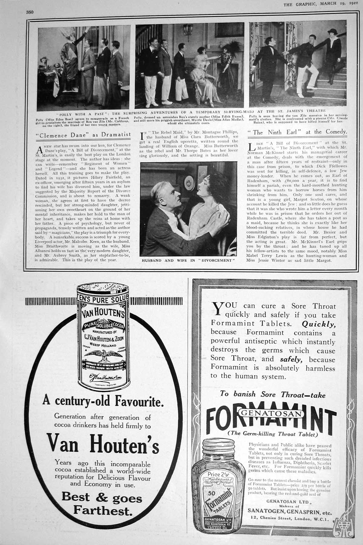 Old 1921 Theatre Best Evans Advertisement Houten'S Formamint Pears So 20th