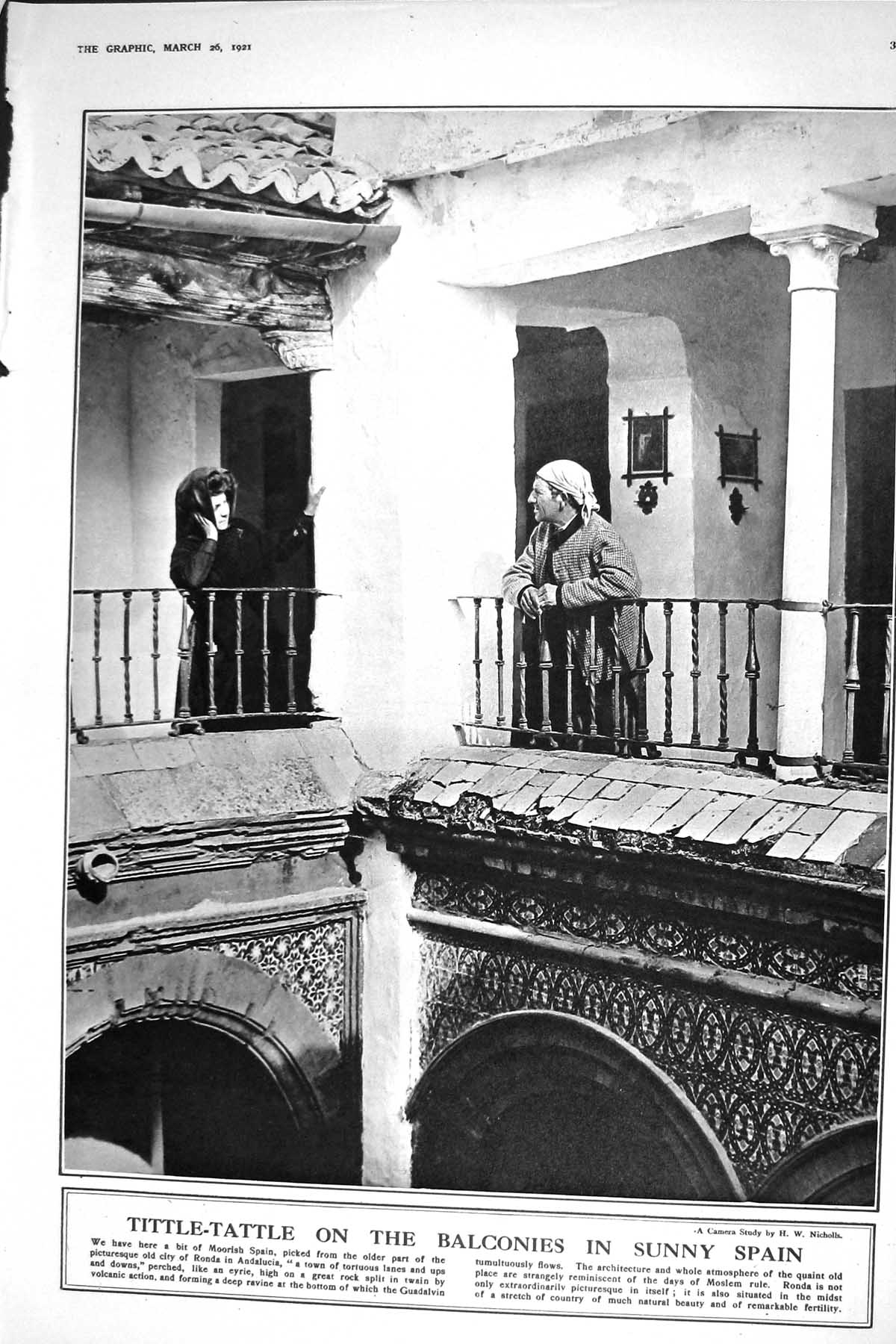Old 1921 Moorish Spain Ronda Andalucia Balcony Mosque Machpelah Tomb 20th