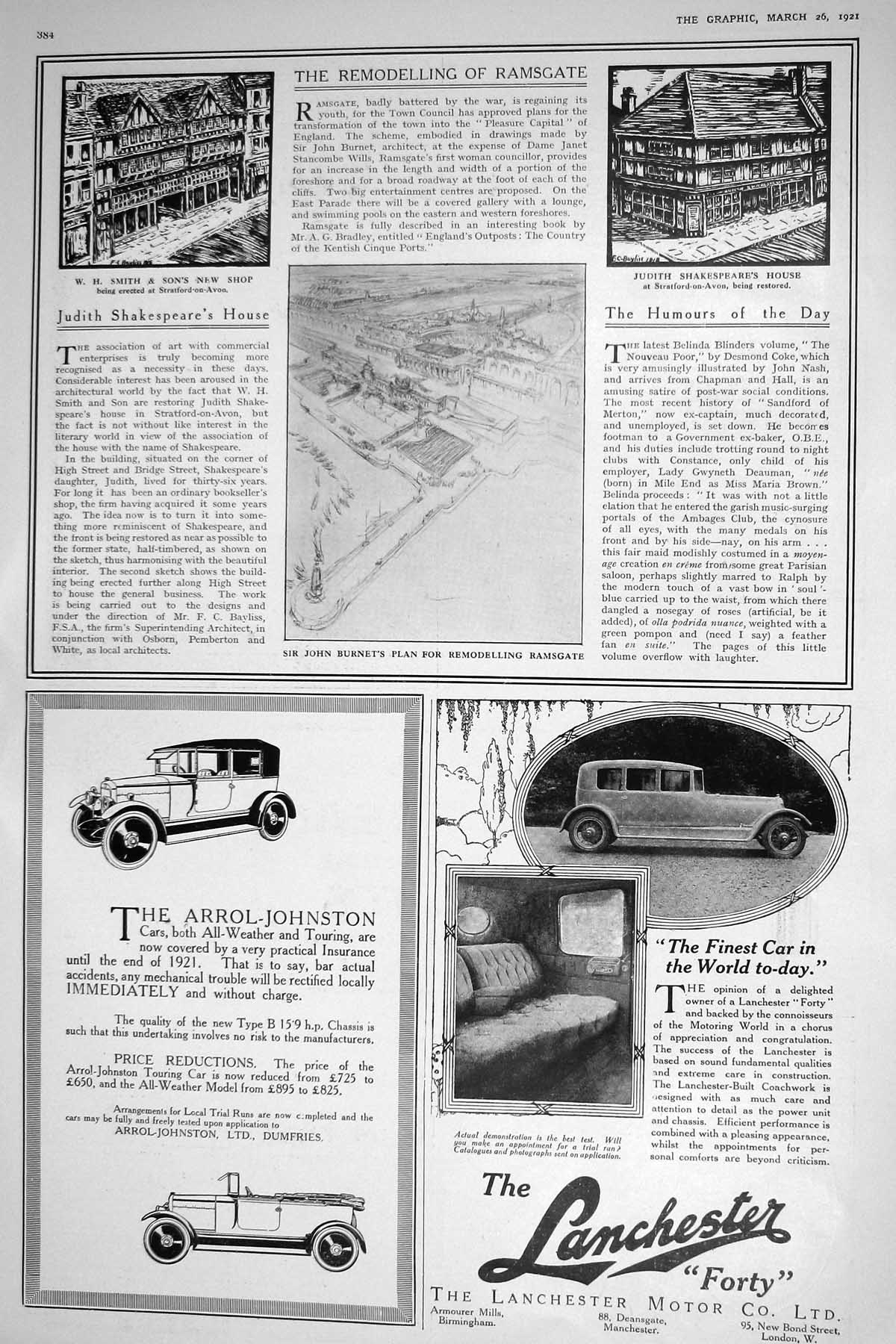 Old 1921 Ramsgate Smith John Burnet Judith Shakespeare House Lanchest 20th