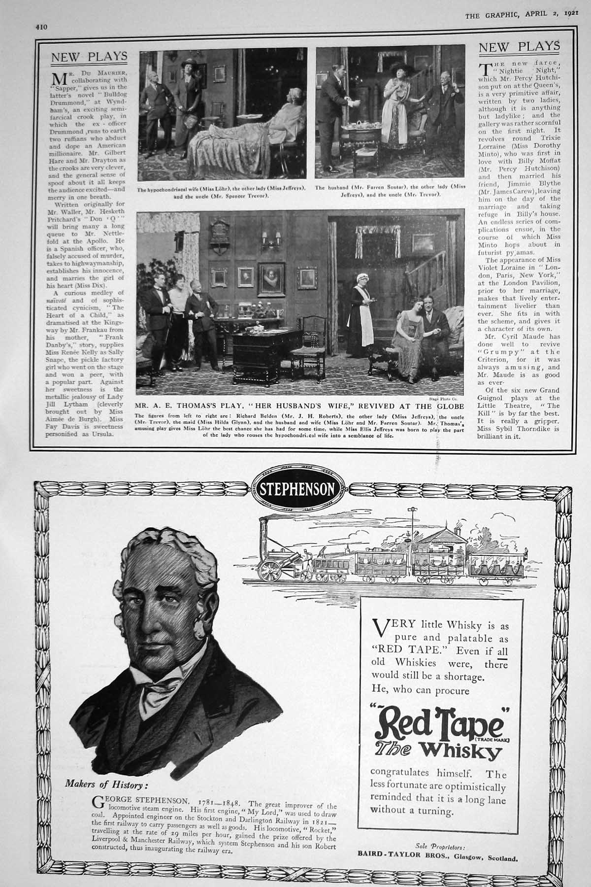 Old 1921 Theatre Lohr Jeffreys Soutar Roberts Red Tape Whisky Dunlop 20th