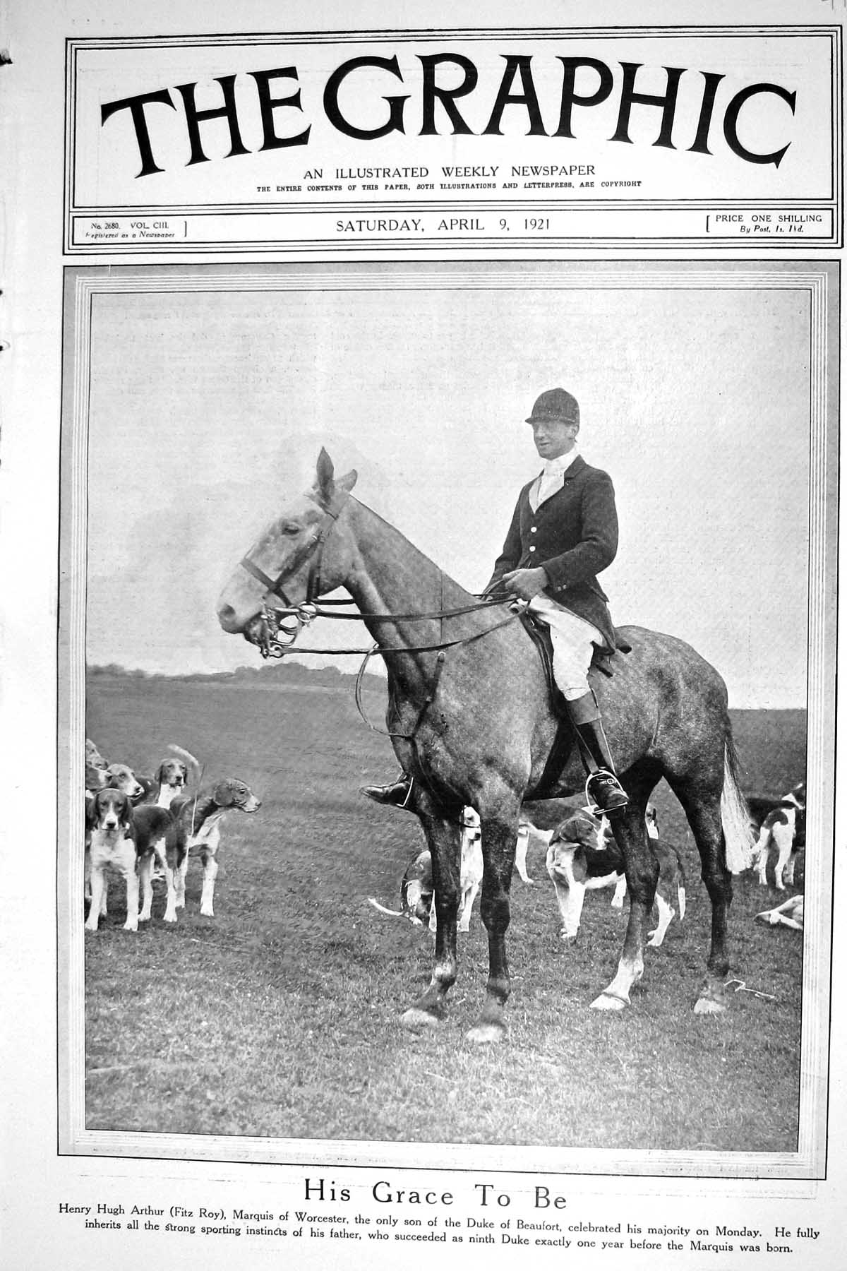 Old 1921 Henry Hugh Arthur Fitz Roy Horse Huntihg Guest Talbot Whitle 20th