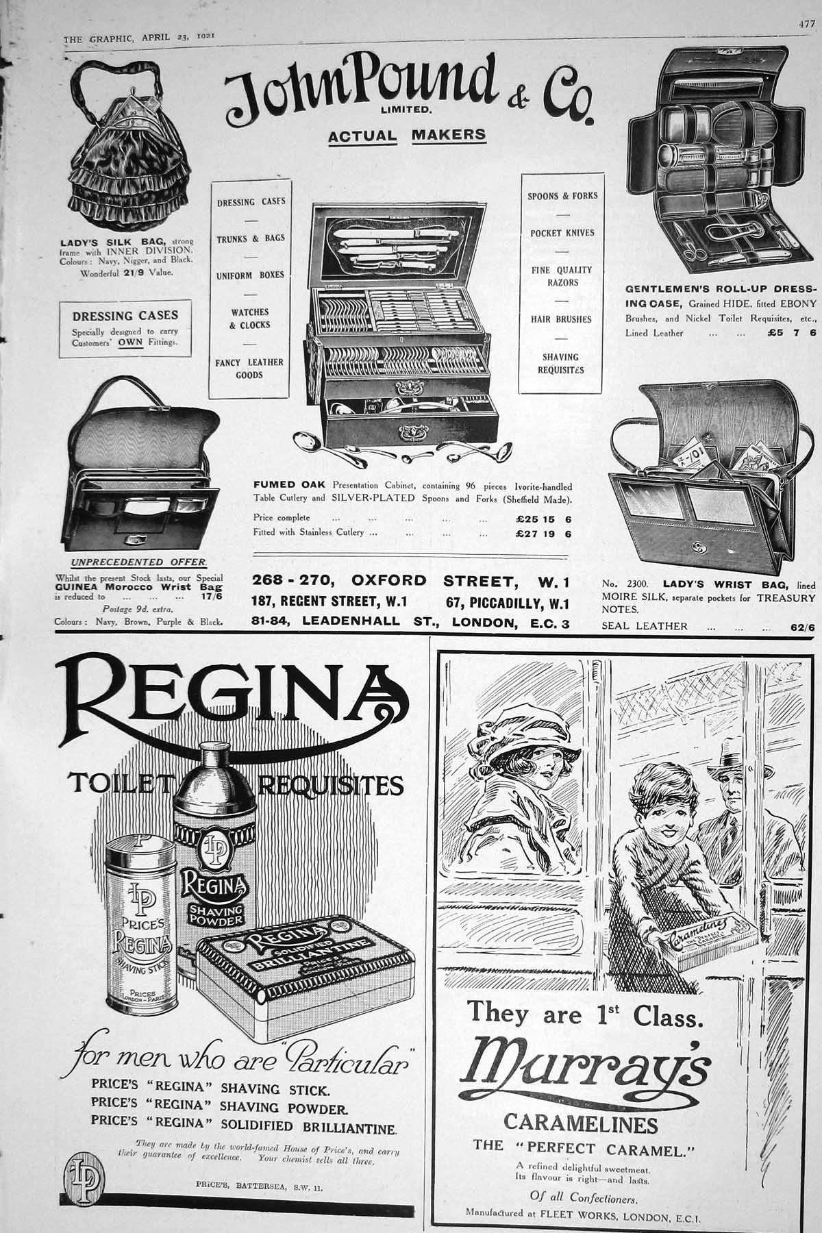 Antique Print 1921 John Pound Regina Toilet Shaving Powder Murrays Caramel 20th