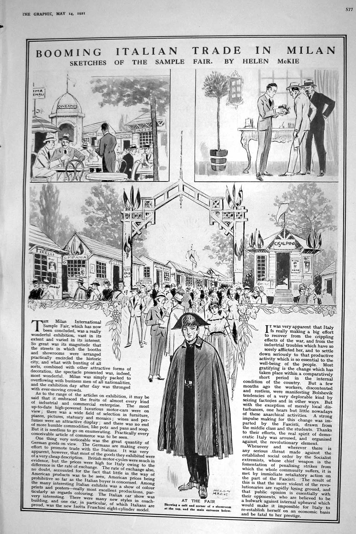 Old 1921 Italian Trade Fair Milan Travelling Theatre Wandering Minstr 20th