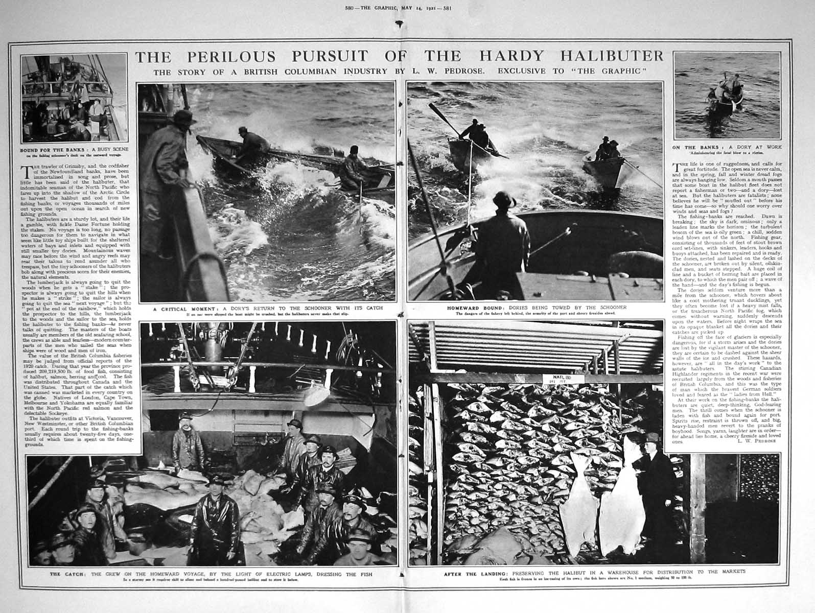 Old 1921 War Ship Salving Vindictive Ostend Fishing Schooner Halibute 20th