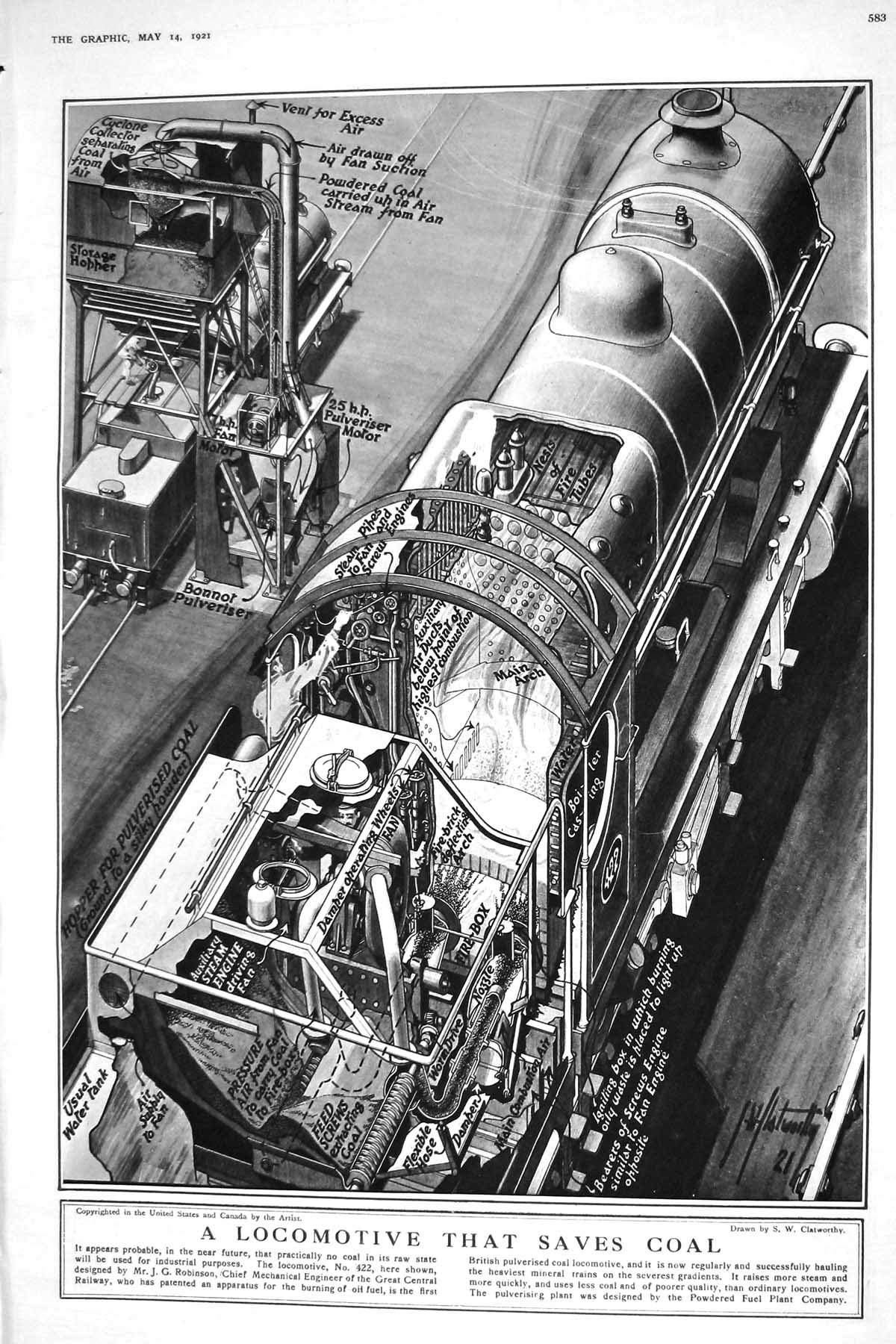 Old 1921 Locomotive Train Coal Robinson D'Annunzio Ship Film Blind Du 20th