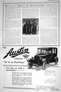 Old Print 1921 Ladies Fashion Paris France Advertisement Austin Motor Car 20th