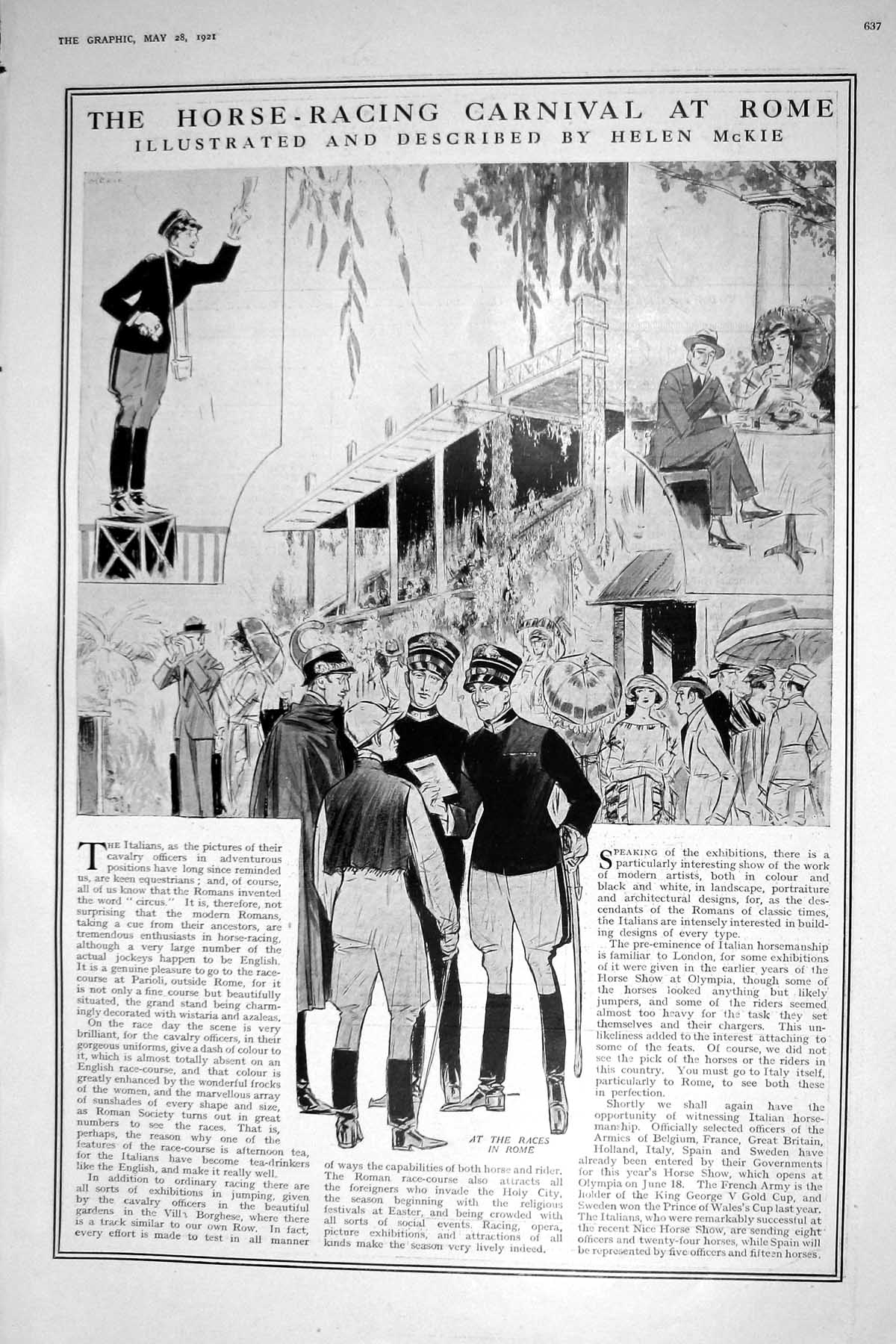 Old 1921 Horse Racing Carnival Rome Helen Mckie Astor Eran Leighton A 20th