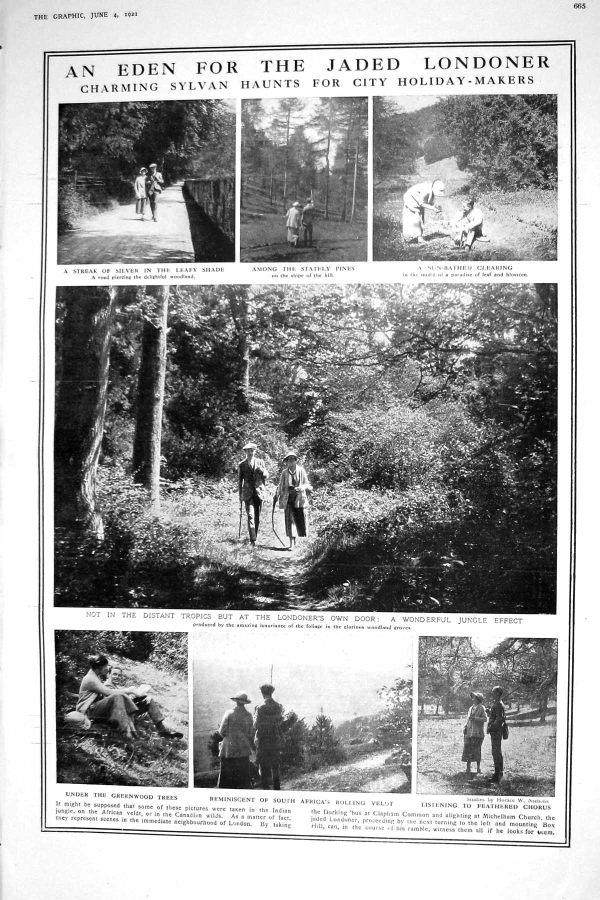 Old 1921 Sylvan Holiday-Makers Forest Trees Teston Bridge Lock Medway 20th