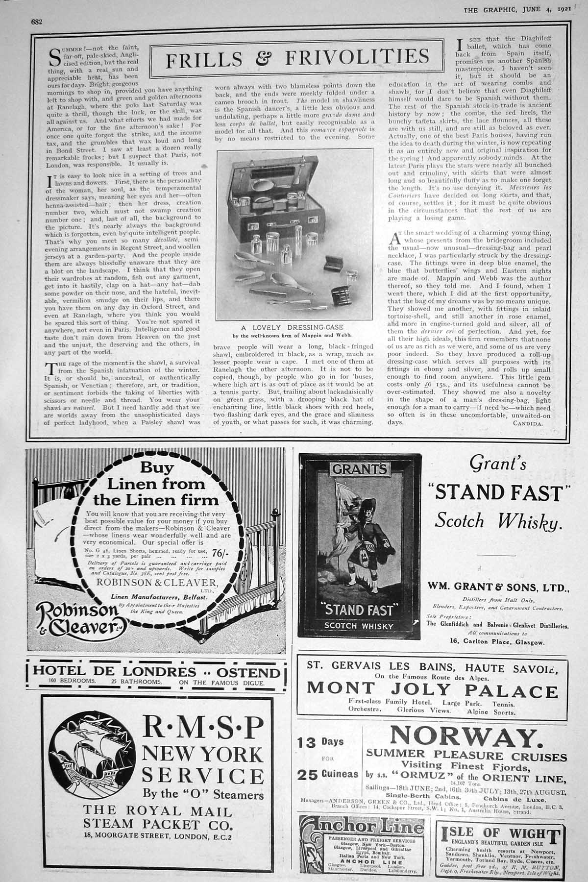 Antique Print 1921 Dressing Case Mappin Webb Robinson Grant'S Whisky Norway
