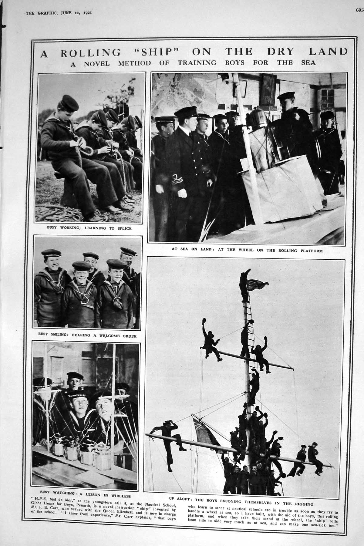 Old 1921 Training Boys Ship Mal De Mer Nautical School Diver Pemberto 20th