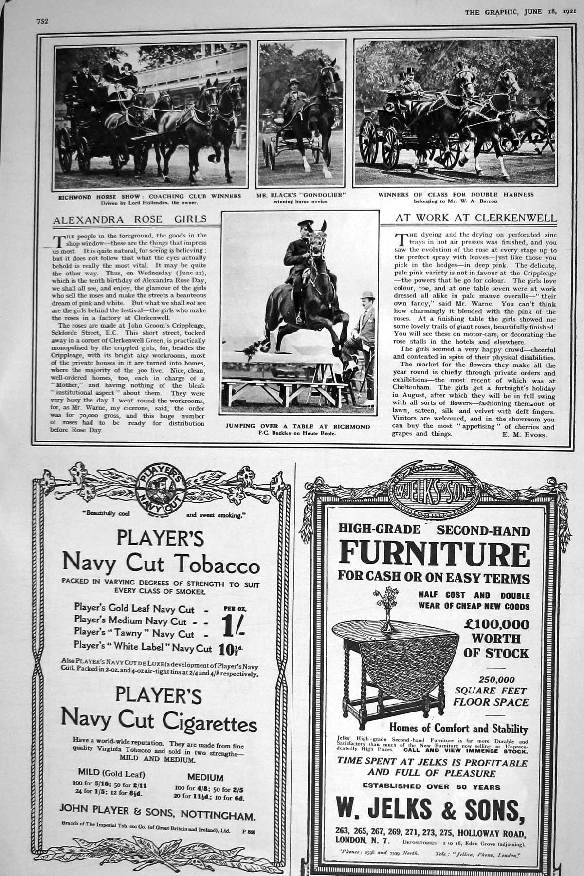 Old 1921 Richmond Horse Show Lord Hollenden Black Barron Buckley Jelk 20th