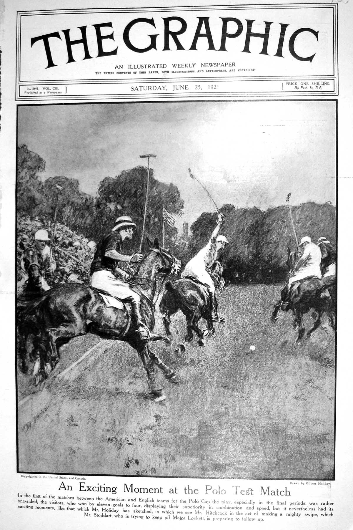 Old 1921 Polo America England Sport Hitchcock Holiday Leroy Stoddard 20th