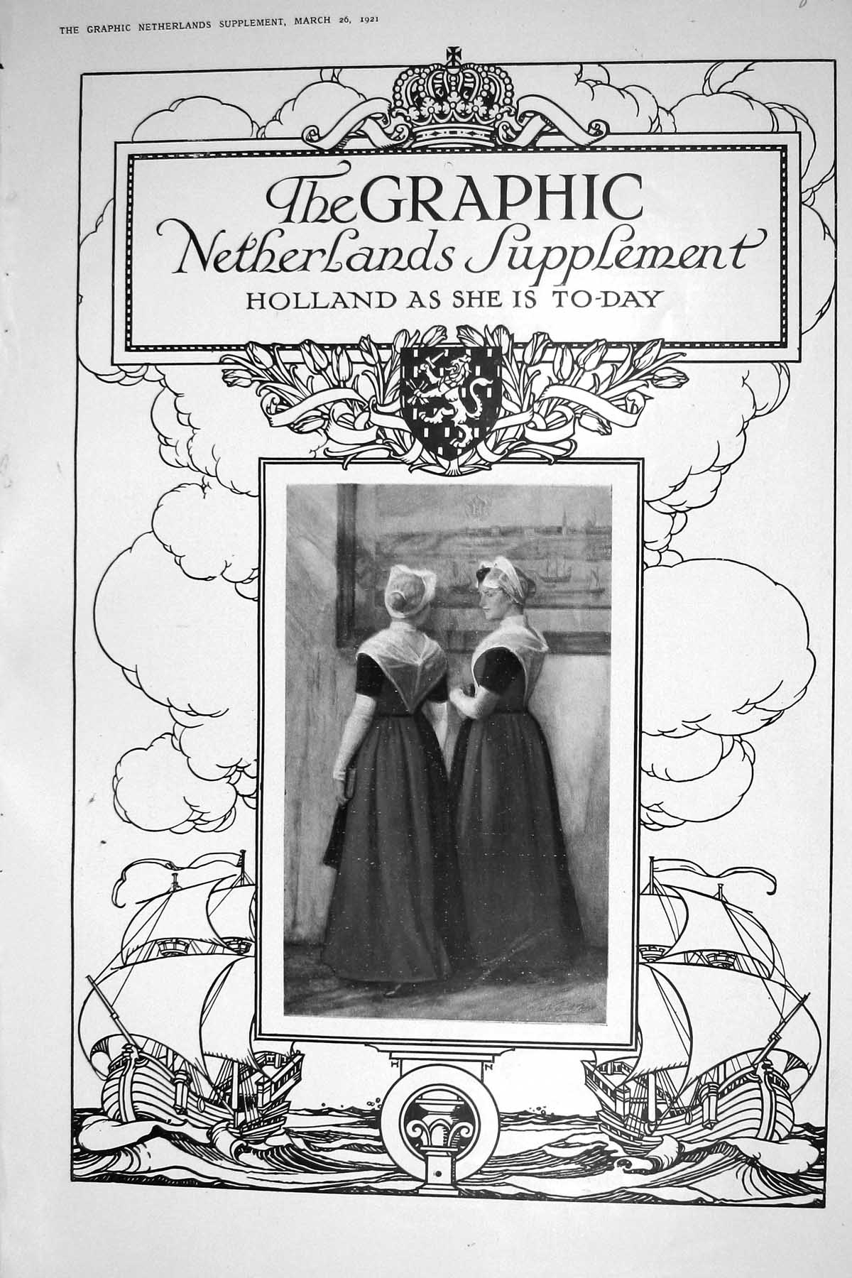 Old 1921 Portrait Netherland Girls Holland Queen Wilhelmina Goligny H 20th
