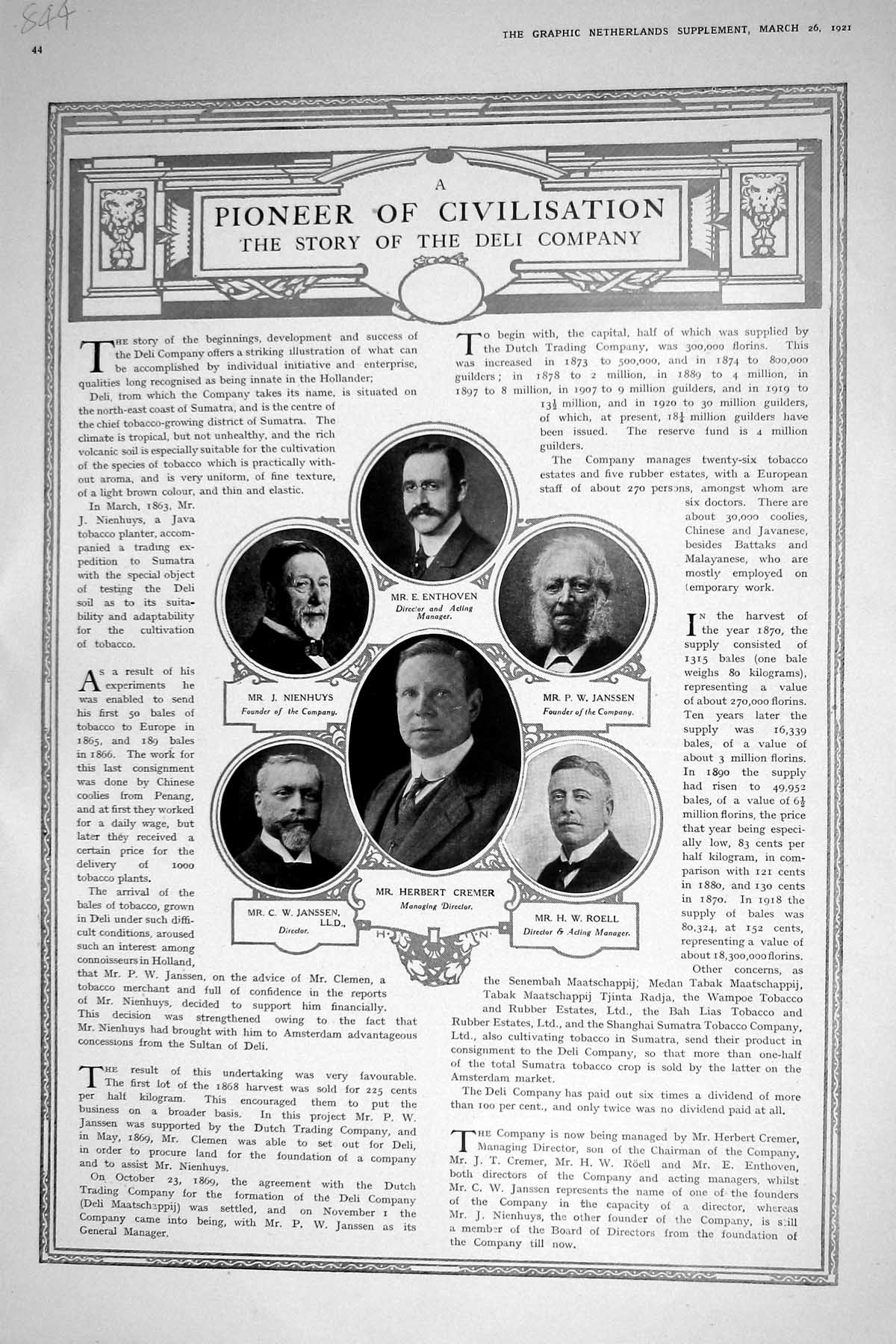 Old 1921 Enthoven Jannsen Cremer Roell Java Bank Headquarters Batavia 20th