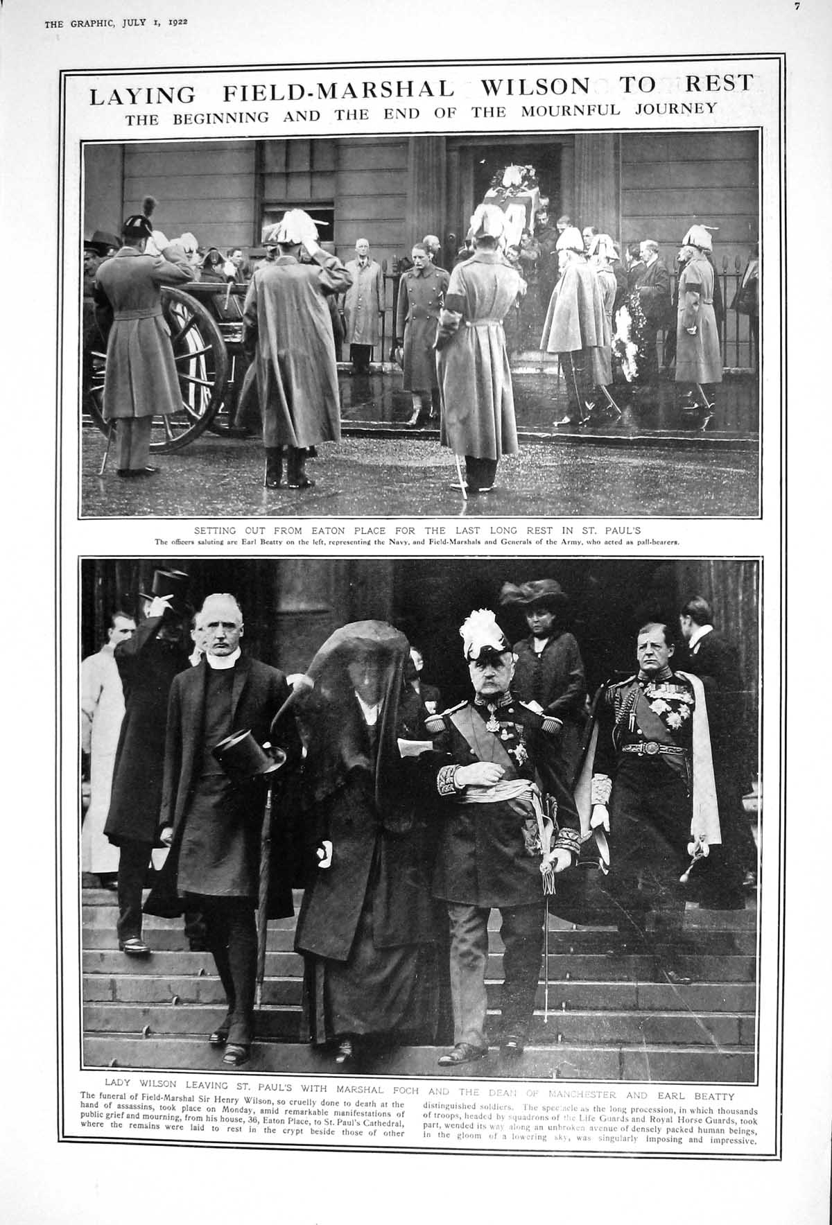 Old 1922 Field-Marshal Wilson Eaton Place Marshal Foch Earl Beatty St 20th
