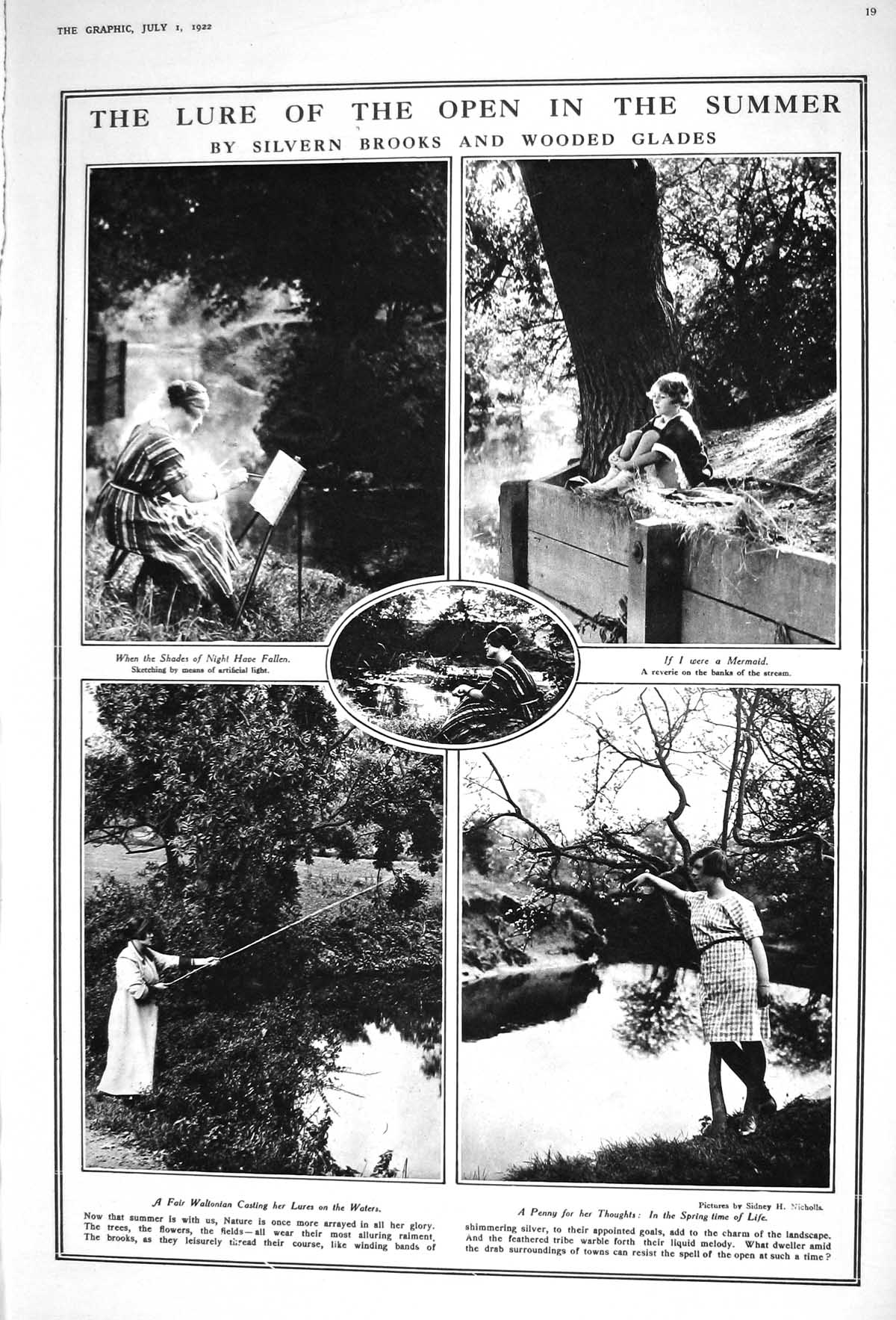 Old 1922 Summer Silvern Brooks River Stream Ladies Bathing Costume La 20th