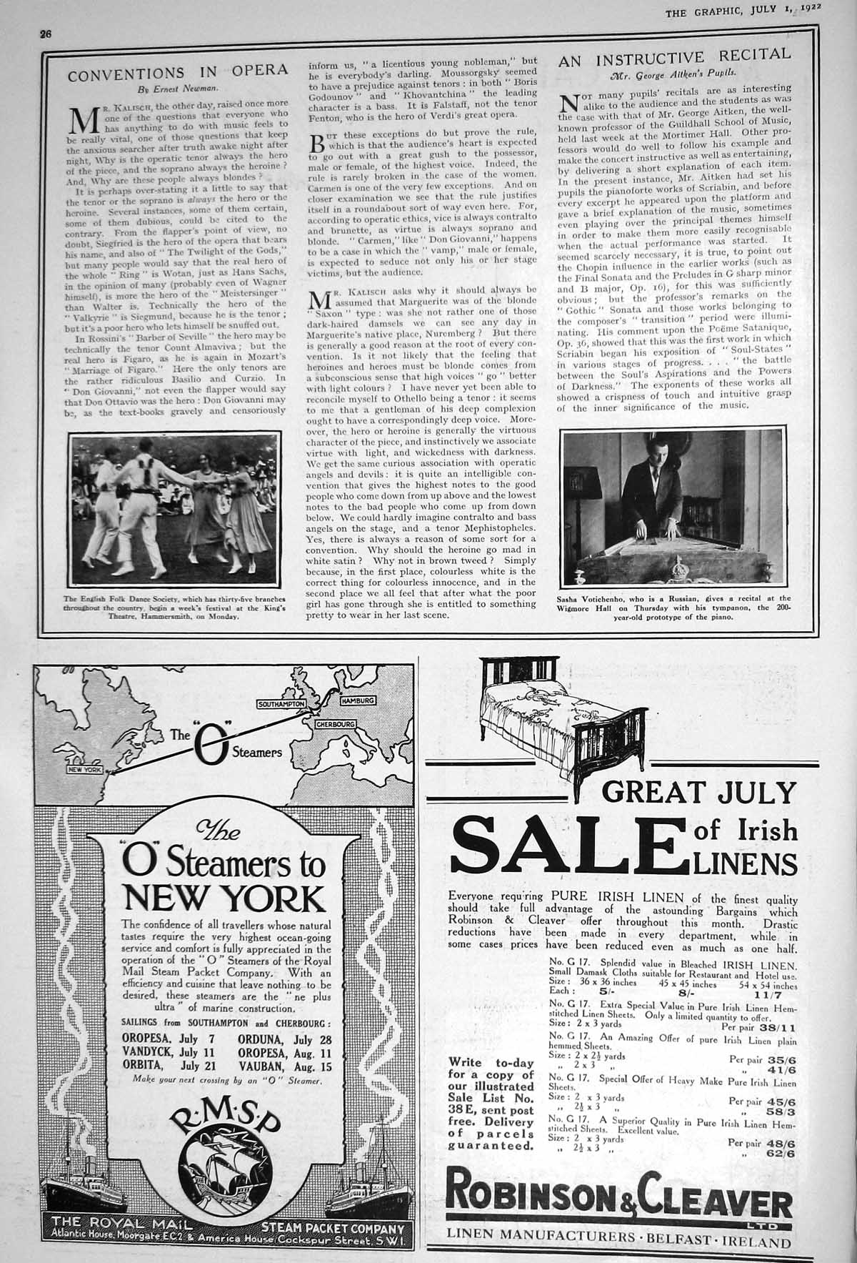 Old 1922 English Folk Dance King'S Theatre Hammersmith Sasha Votichen 20th