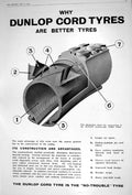 Original Old Vintage Print 1922 Advertisement Dunlop Cord Motor Car Tyres 20th