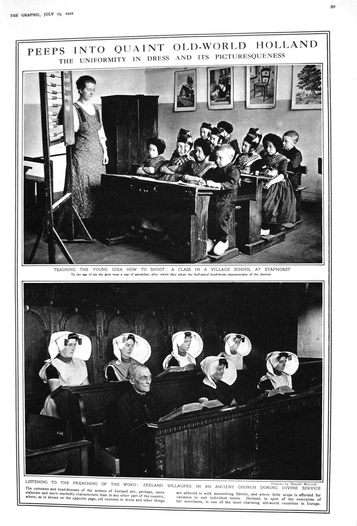 Old 1922 Holland School Staphorst Zeeland Church Ladies Fashion Ivory 20th