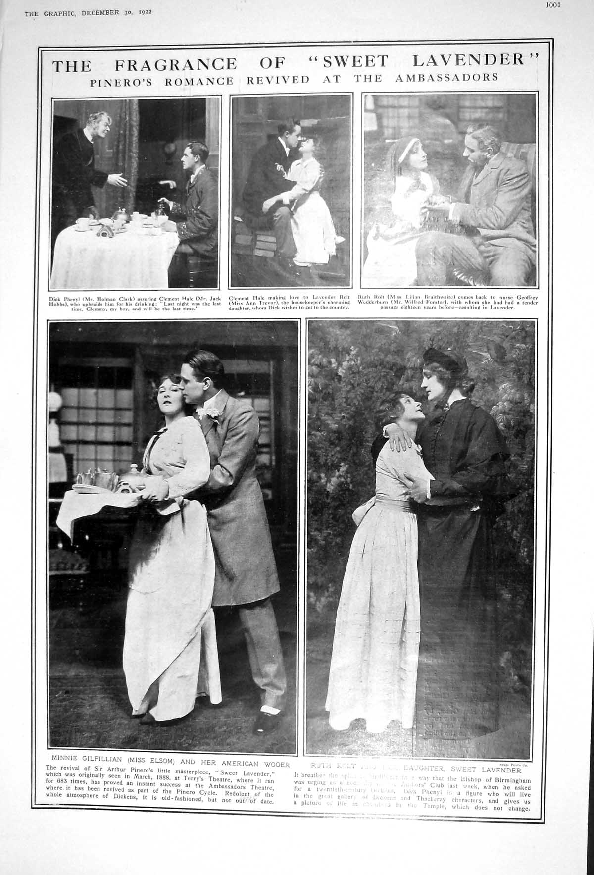 Old 1922 Sweet Lavender Theatre Elsom Clark Trevor Braithwaite Bourch 20th