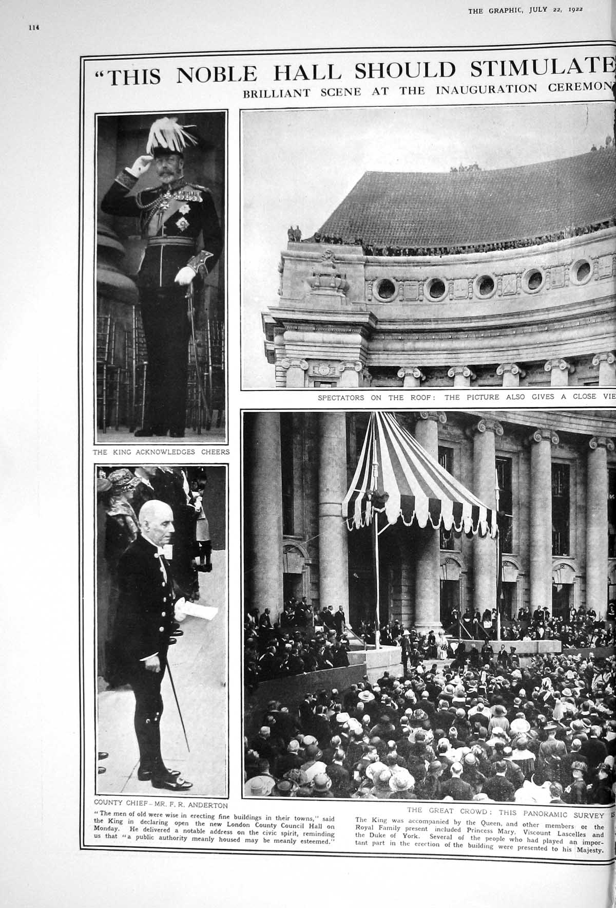 Old 1922 London County Council Hall Ralph Knott Lord Mayor Anderton K 20th