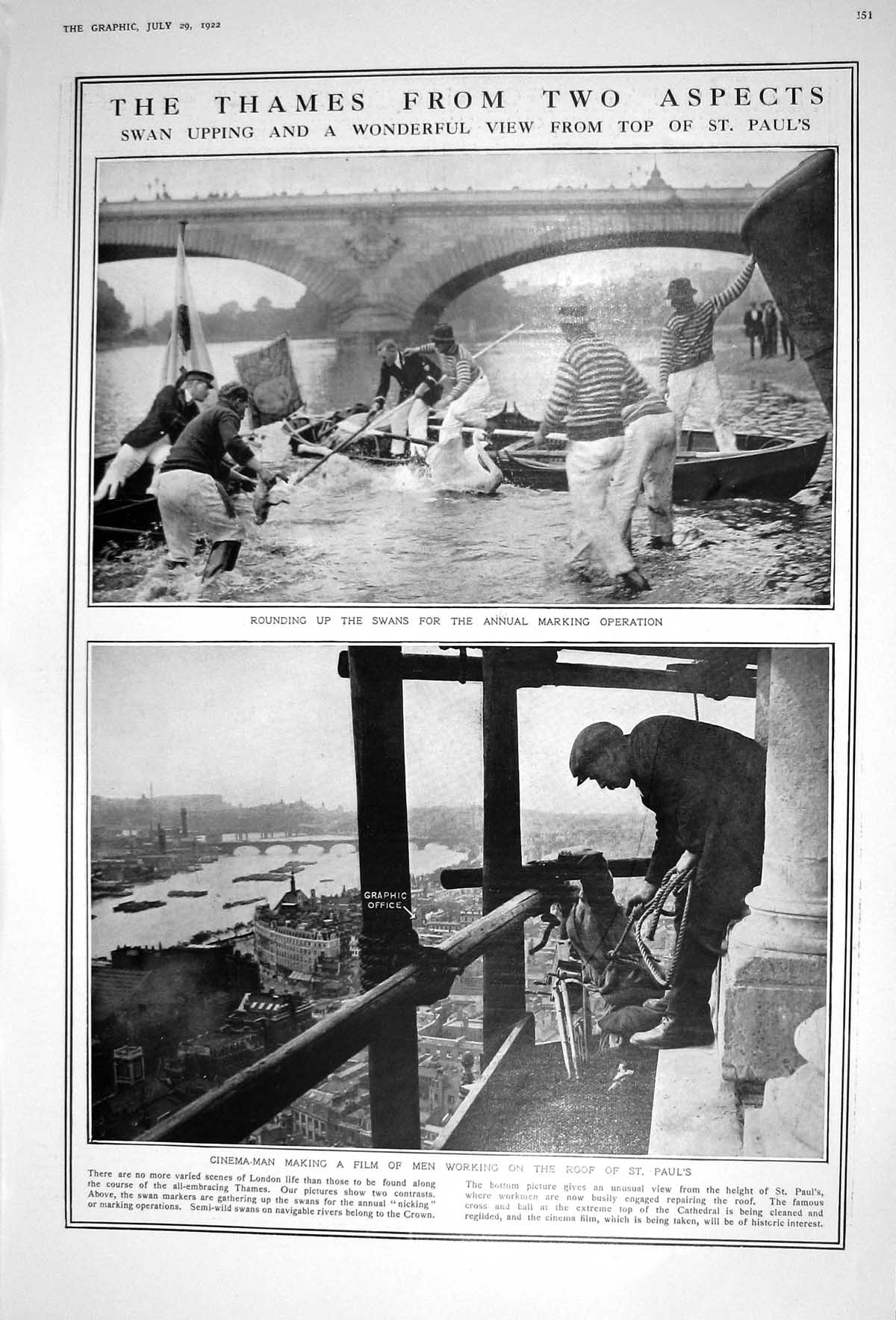 Old 1922 Swan Upping River Thames Cinema Man St. Paul'S Deer Stalking 20th