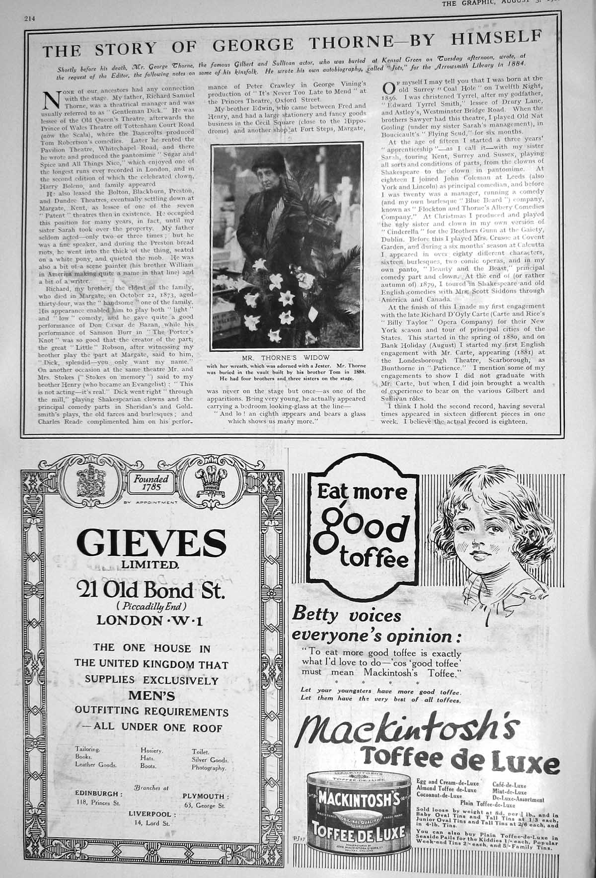 Old 1922 Thorne Widow Gieves Mackintosh Toffee Beechams Pills River B 20th